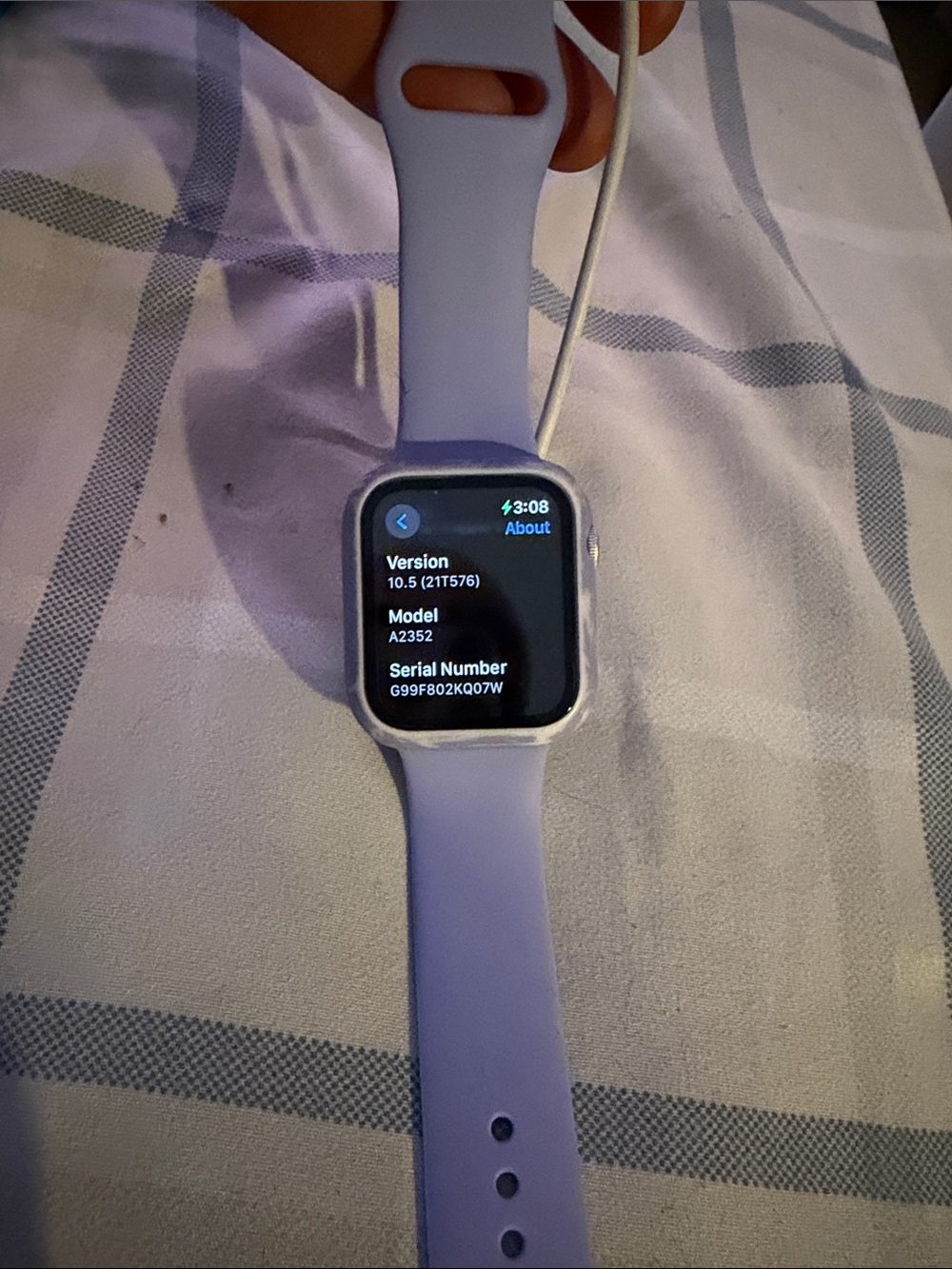 Apple Smartwatch with Lavender Silicone Band